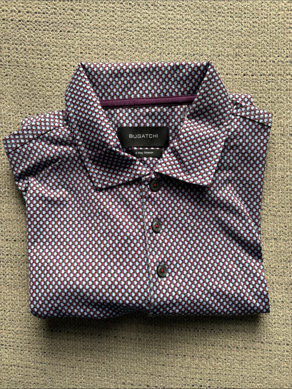Bugatchi Men's Patterned Polo in Burgundy and White